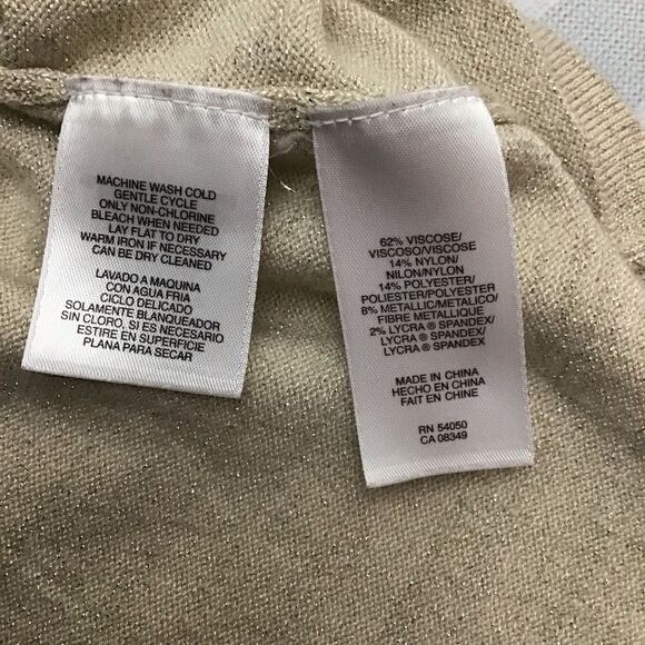 JONES NewY collection Petite top bow tie detailed knit sweater beige gold large - Picture 4 of 11